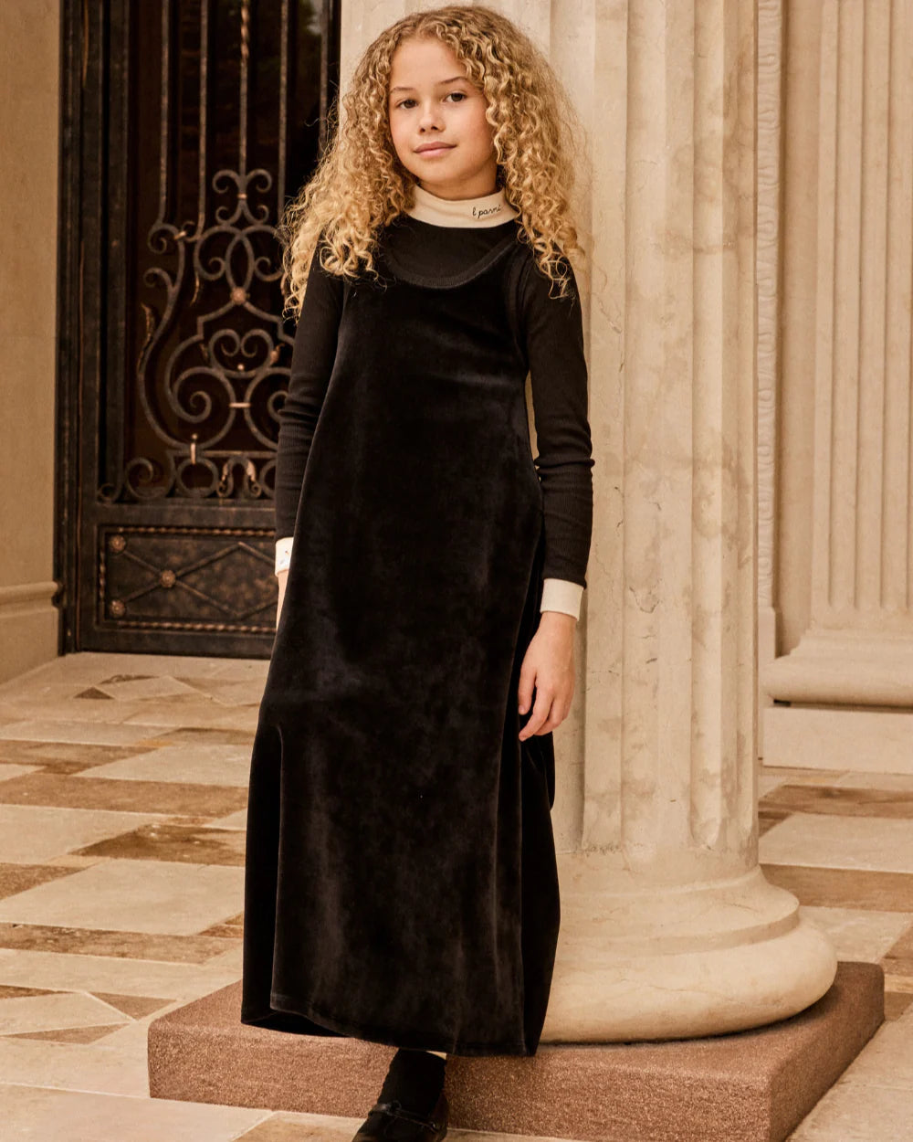 Little Parni Velour Sleeveless Maxi Dress
