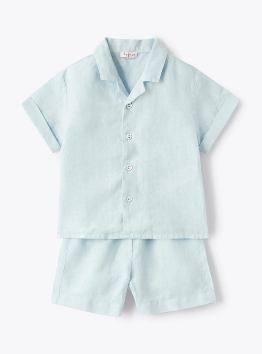 Il Gufo Boy's Linen Button Up Shirt & Shorts Outfit