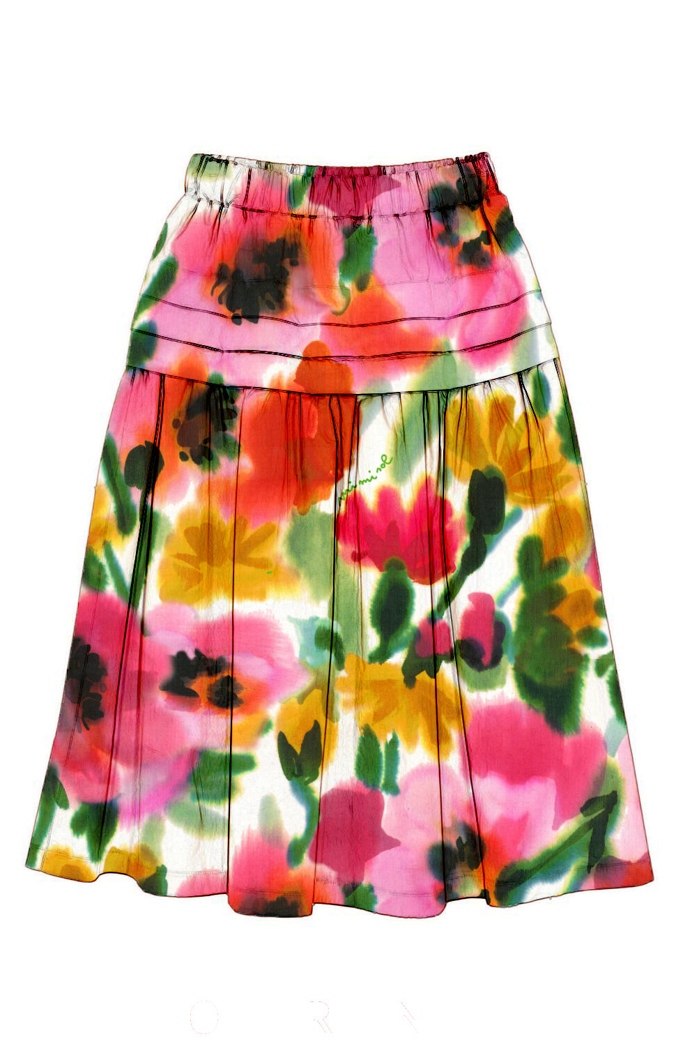 Mimisol Long Floral Print Skirt