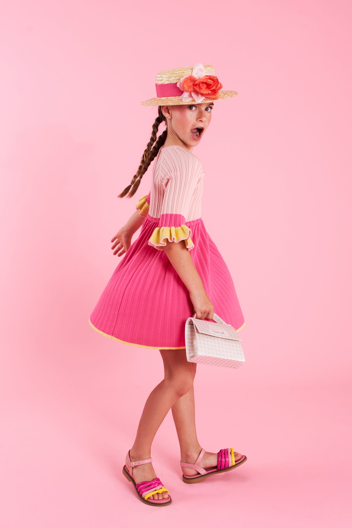 Mimisol Ribbed Knit Bow Detail Dress