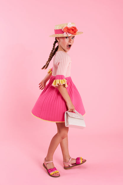 Mimisol Ribbed Knit Bow Detail Dress