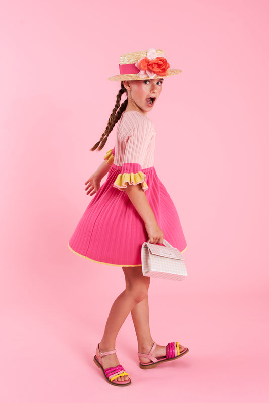 Mimisol Ribbed Knit Bow Detail Dress