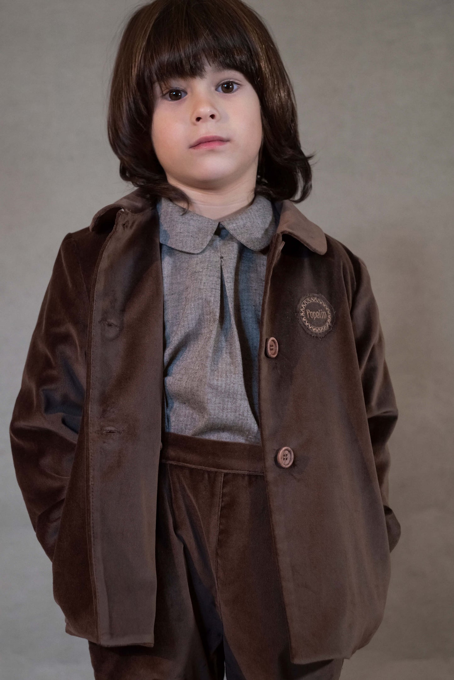 Popelin Velvet Coat & Short Outfit