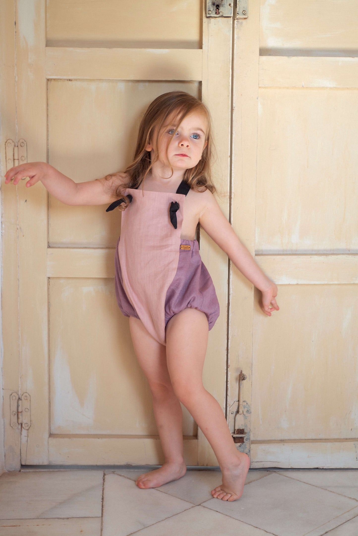 Popelin Linen Contrast Romper