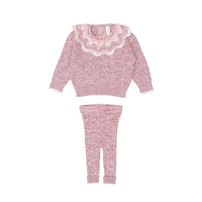 Tun Tun 3Pc Ruffle Sweater & Knitted Legging Outfit