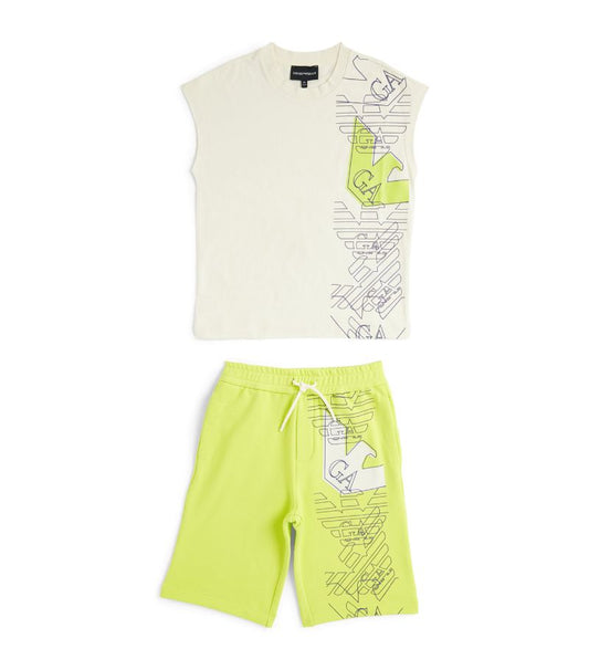 Armani Junior Logo Graphic T-shirt & Sweat shorts Outfit