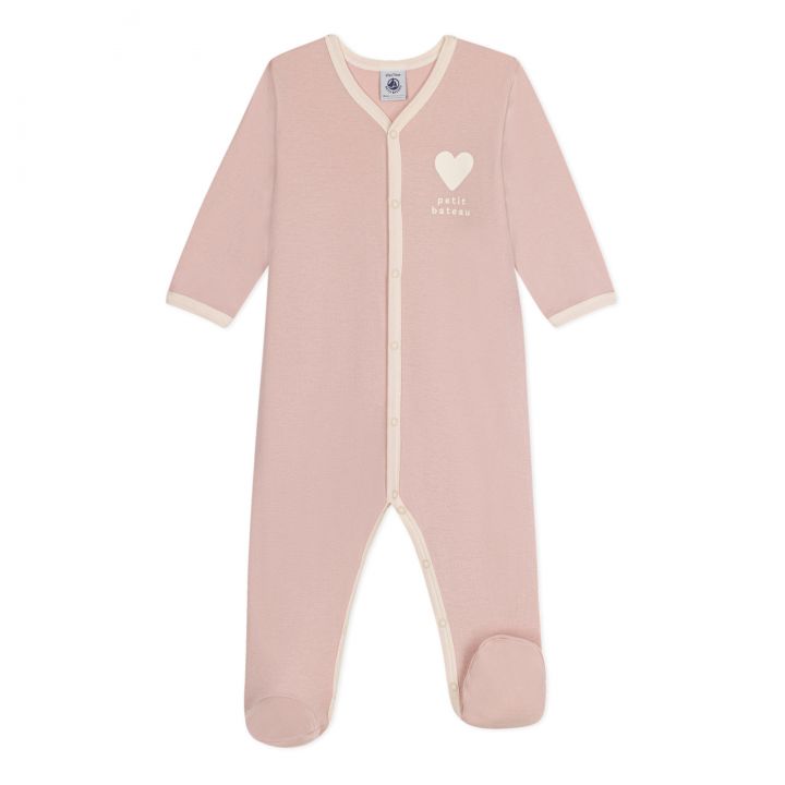 Petit Bateau Baby Girl Single Heart Print Footie