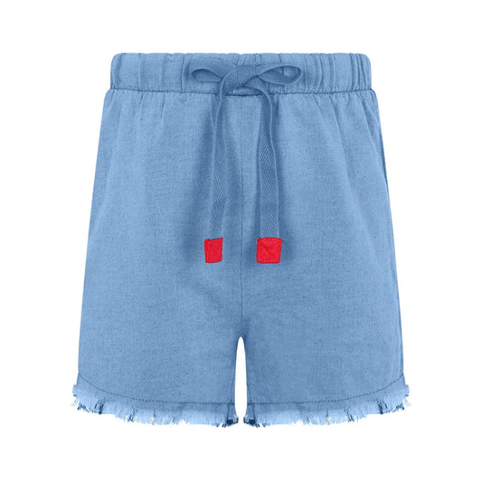 Little Parni Denim Drawstring Shorts