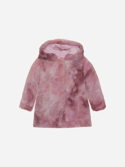 Patachou Hooded Faux Fur Coat  Blossom Pink 12M
