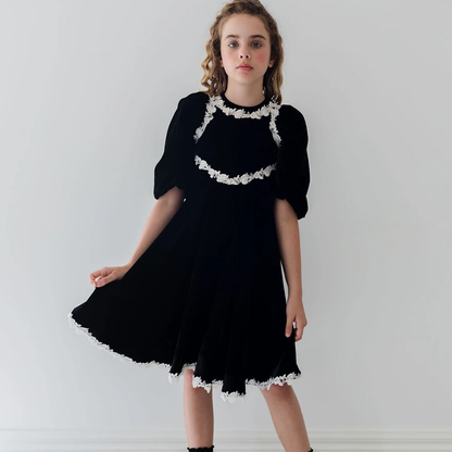 Petite Amalie Rose Lace Velvet Dress | Tuesday's Child
