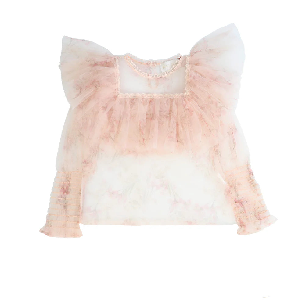 Petite Amalie Printed Tulle Blouse