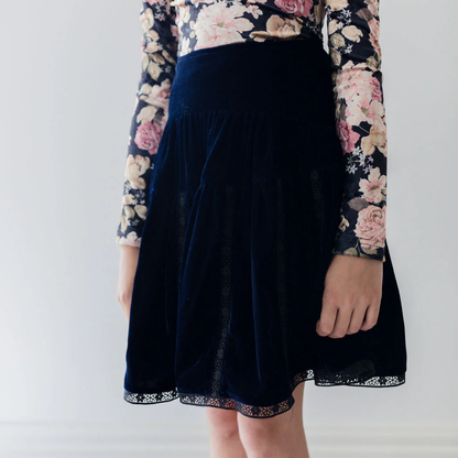 Petite Amalie Vertical Lace Velvet Skirt | Tuesday's Child