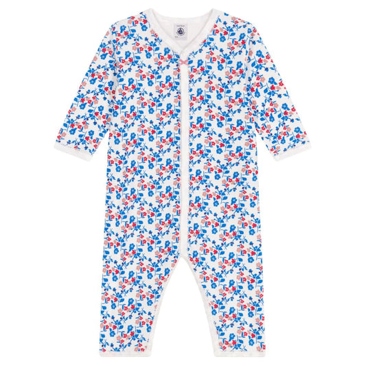 Petit Bateau Front Snap Little Flowers Footie