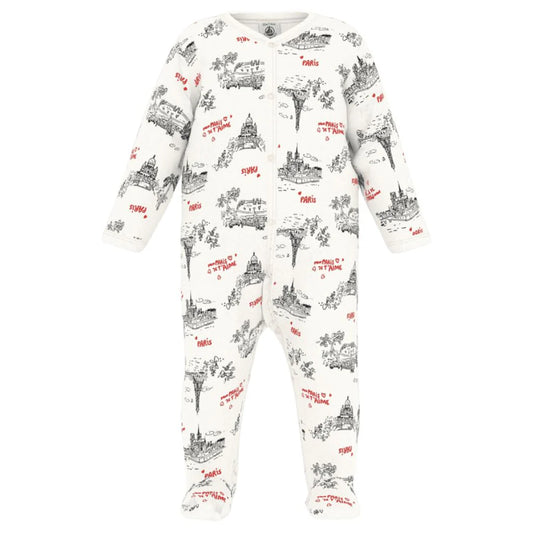 Petit Bateau Front Snap Parisian Print Footie