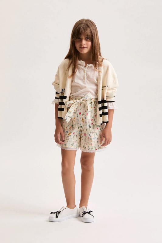 Philosophy Striped Floral Embro Cardigan