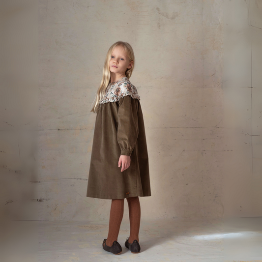 Popelin Floral Yoke Velvet Dress | tuesday's child