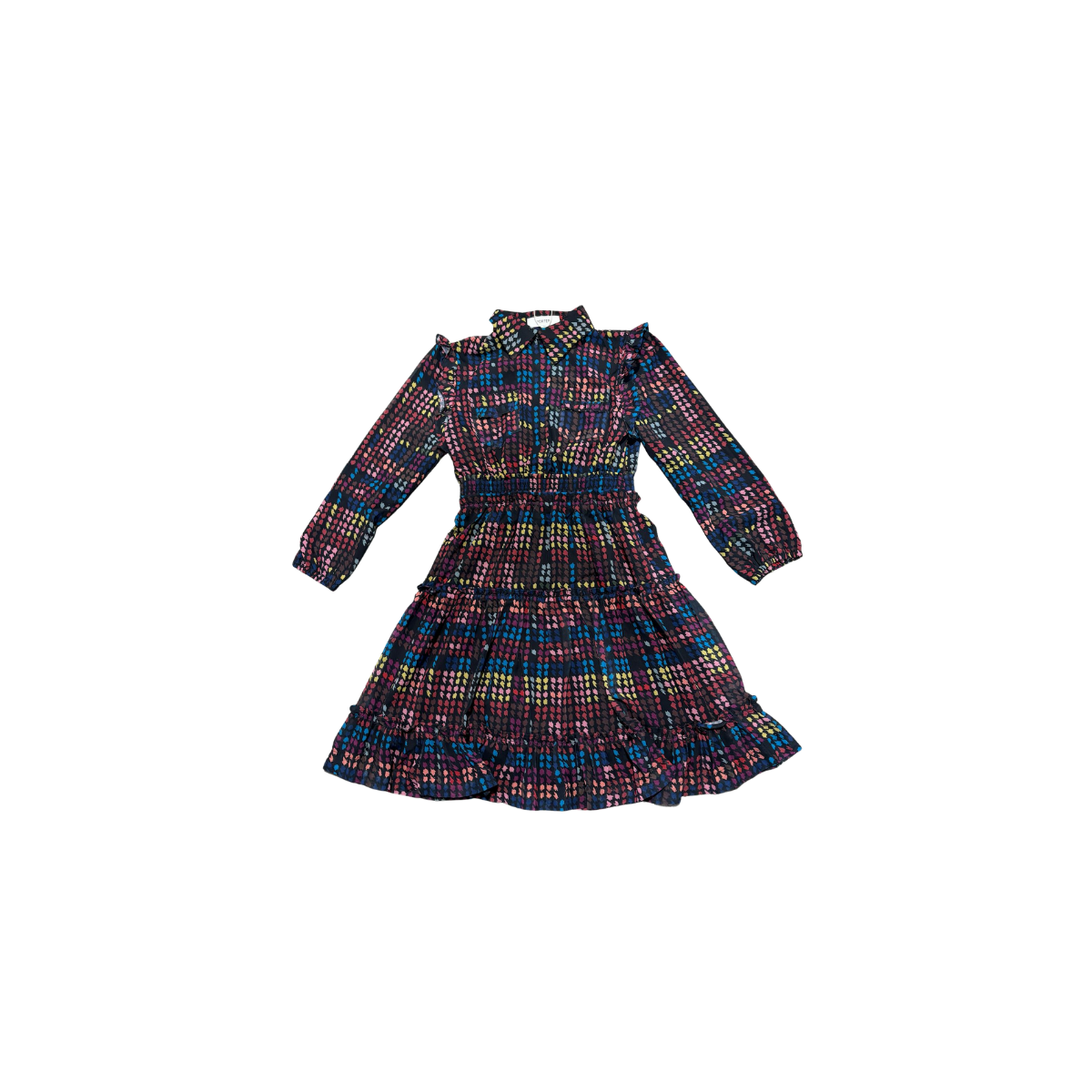 Porter Multicolor Collared Chiffon Dress 2221 | Tuesday's Child