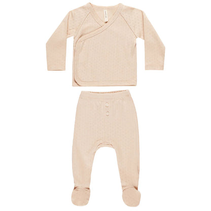 Quincy Mae 4pC Wrap Top & Footed Pants Set