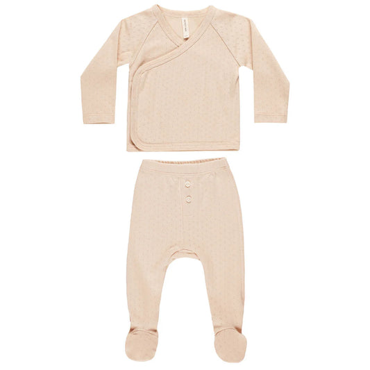 Quincy Mae 4pC Wrap Top & Footed Pants Set