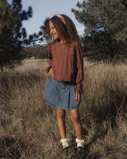 Rylee + Cru Pleated Denim Skirt