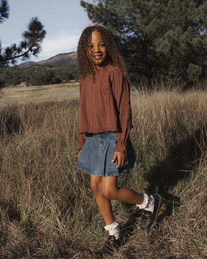 Rylee + Cru Pleated Denim Skirt