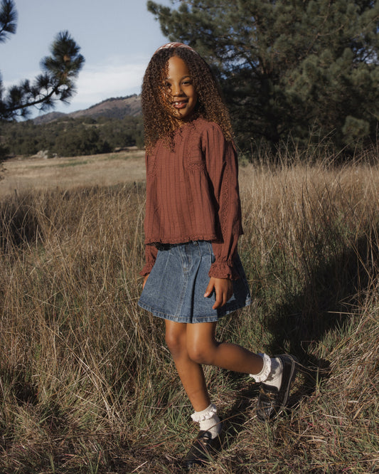 Rylee + Cru Pleated Denim Skirt