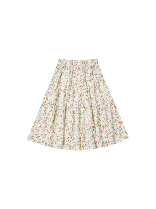 Rylee + Cru Floral Tiered Midi Skirt