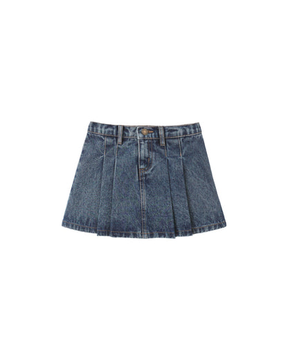 Rylee + Cru Pleated Denim Skirt
