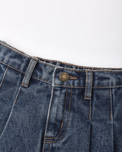 Rylee + Cru Pleated Denim Skirt