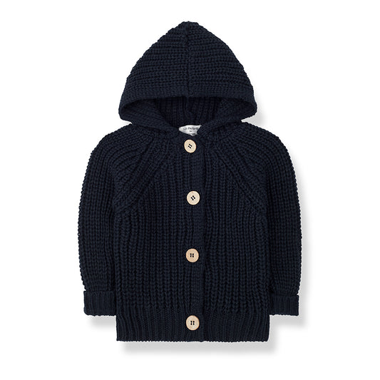 One + In the Family Ross Navy Hooded Knit Jacket