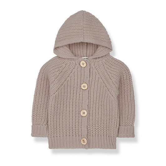 One + In the Family Ross Nude Hooded Knit Jacket