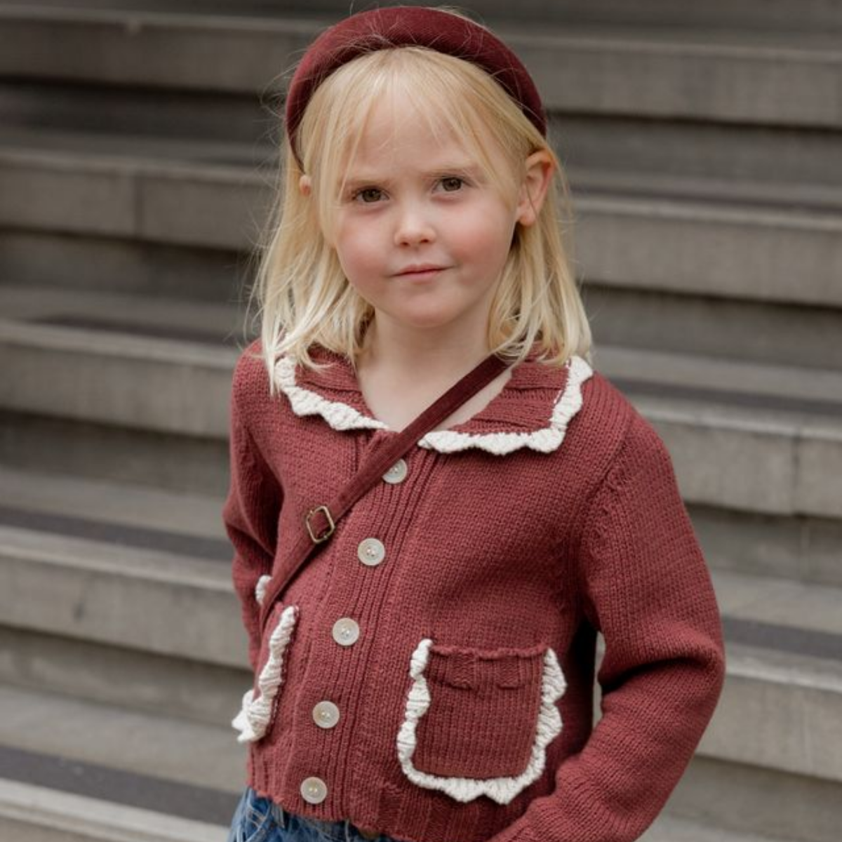Rylee + CRU Collared CARDIGAN-BURGUNDY 8-9Y Rylee + CRU Collared CARDIGAN-BURGUNDY 8-9Y