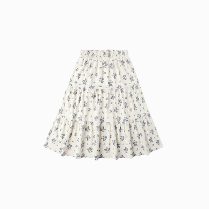 Rylee + Cru Ruffle Tiered Midi Skirt Blue Floral | Tuesday's Child