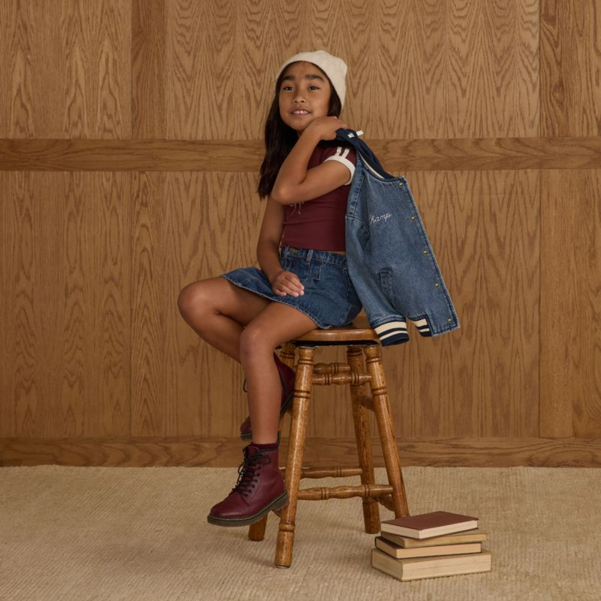 Rylee + Cru Varsity Jacket Indigo Denim | Tuesday's Child