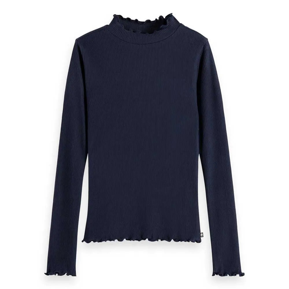 Scotch & Soda Ribbed Mock Neck LS T-shirt