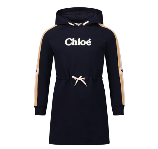 Chloe LS Hooded Sweater Dress w/ Embroidered Logo