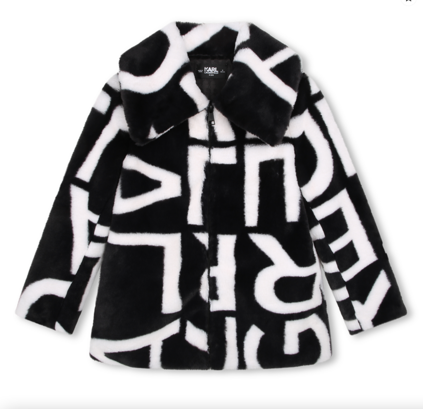 Karl Lagerfeld Logo Faux Fur Zip Up Jacket