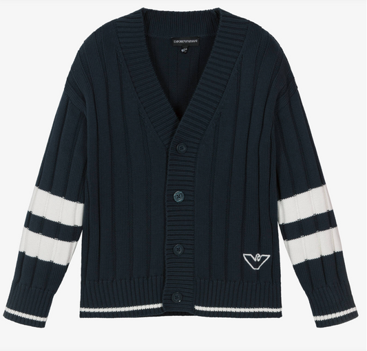 Armani Junior Striped Sleeve Cardigan