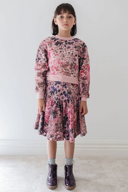 Steph Blurred Floral Print Denim Skirt | Tuesday's Child