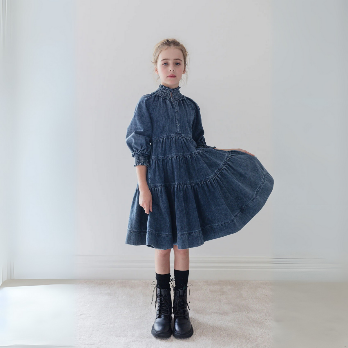Steph Chambray Tiered Dress | Tuesday's Child