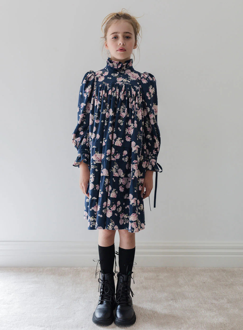 Steph Lilac Floral Print Cord Dress | Tuesday's Child