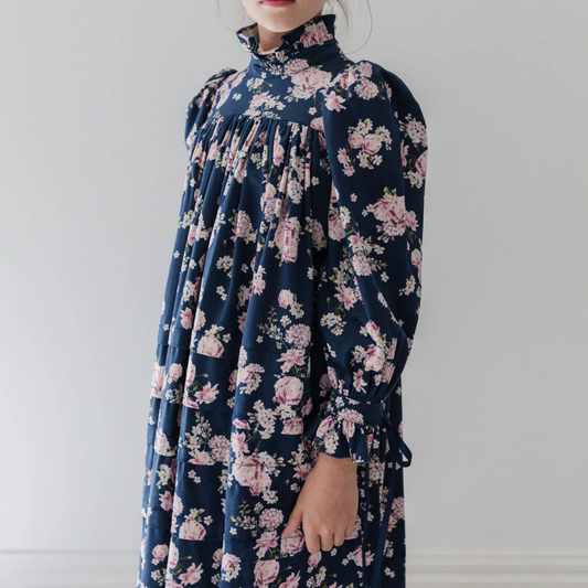 Steph Lilac Floral Print Cord Dress | Tuesday's Child