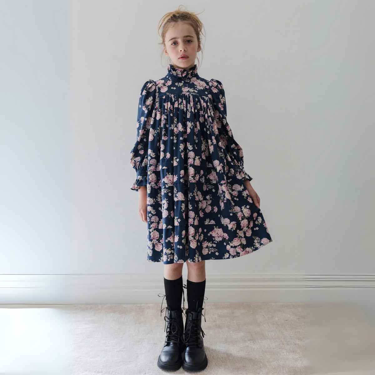 Steph Lilac Floral Print Cord Dress | Tuesday's Child