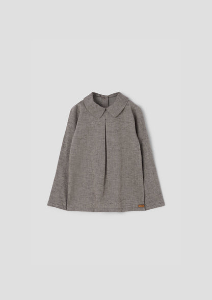 Popelin Herringbone Pleated Shirt