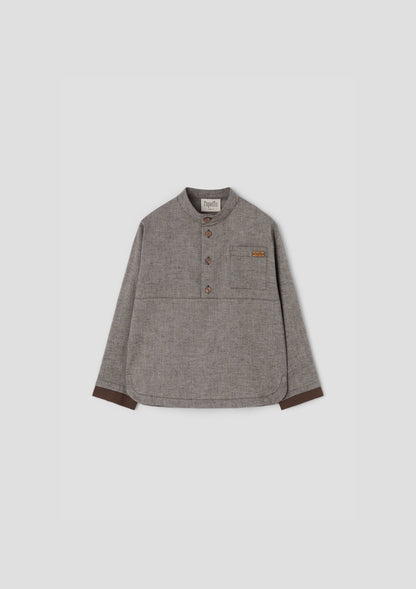 Popelin Fleck Mandarin Shirt & Short Set