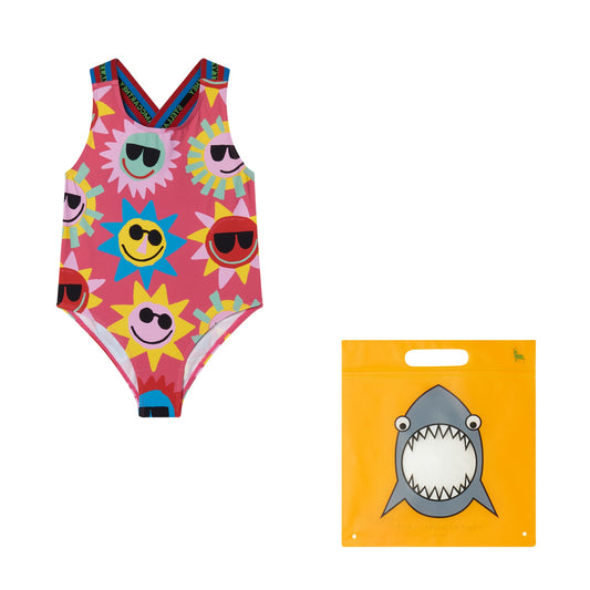 Stella McCartney Cool Sun Print Swimsuit w/ Logo Strap