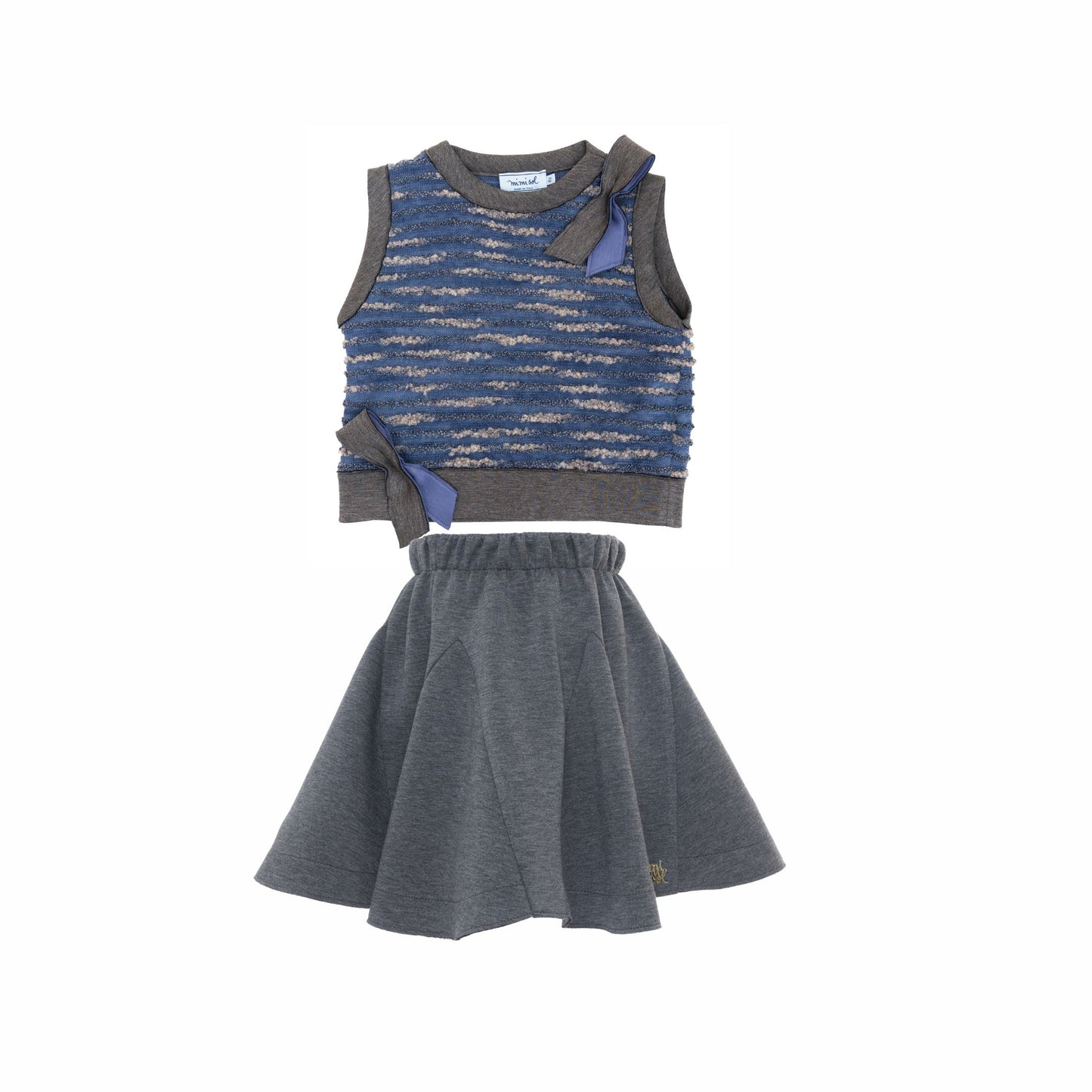 Mimisol Bow Detail Knit Vest & Skuba Skirt Set