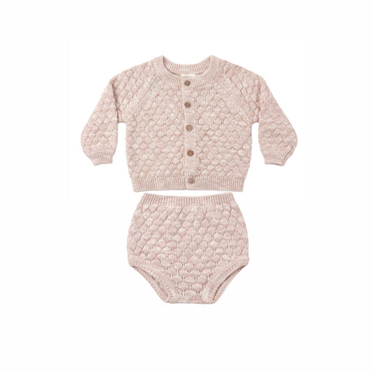 Quincy Mae Bubble Knit Cardigan & Bloomer Set