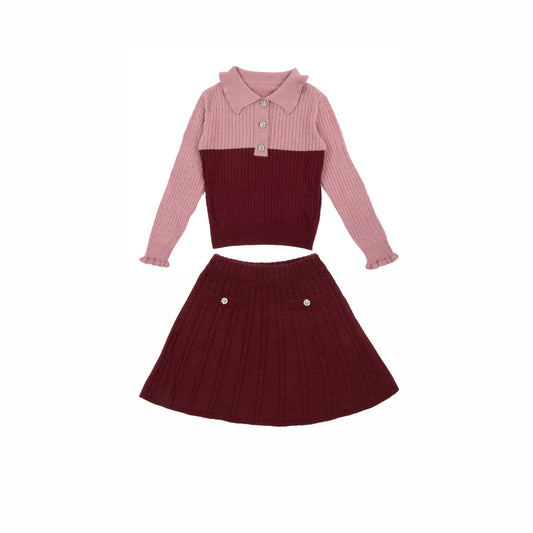 Mimisol Embellished Sweater & Wool Knit Skirt Set