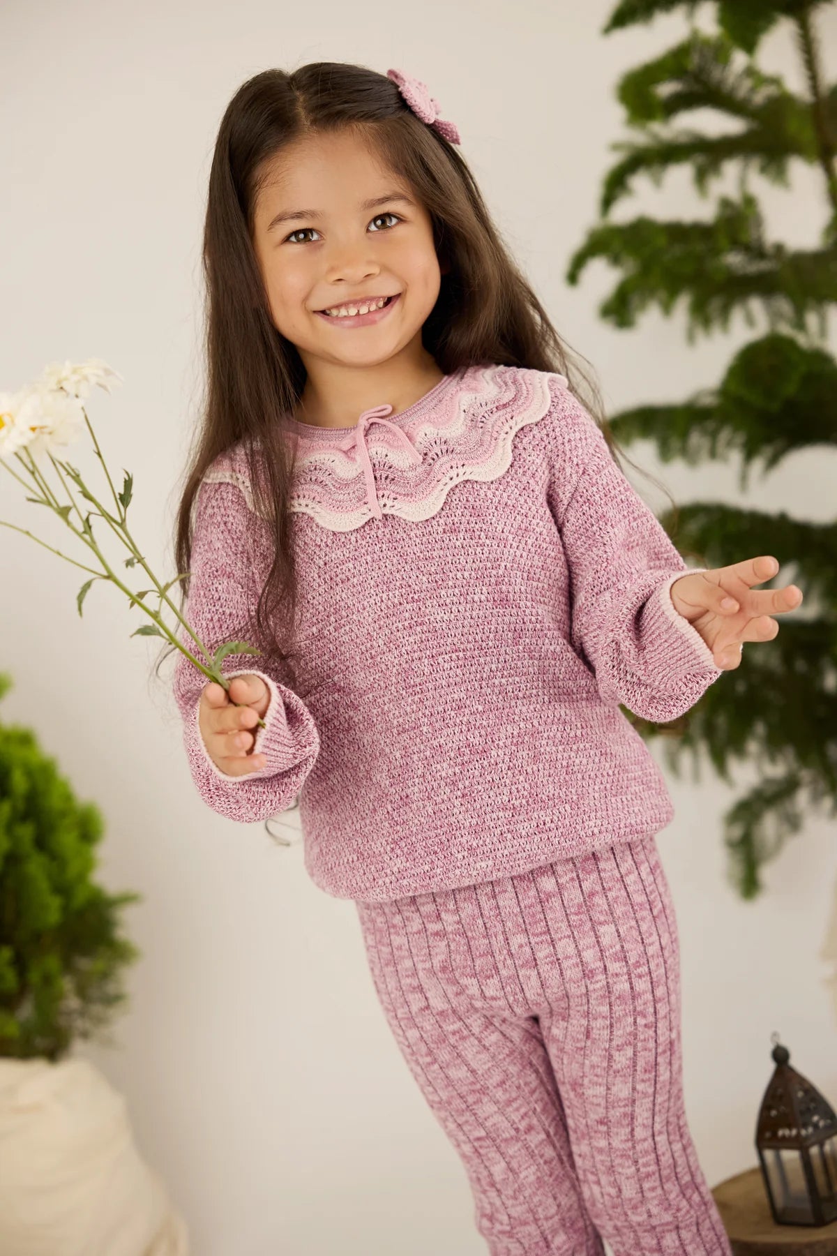 Tun Tun 3Pc Ruffle Sweater & Knitted Legging Outfit